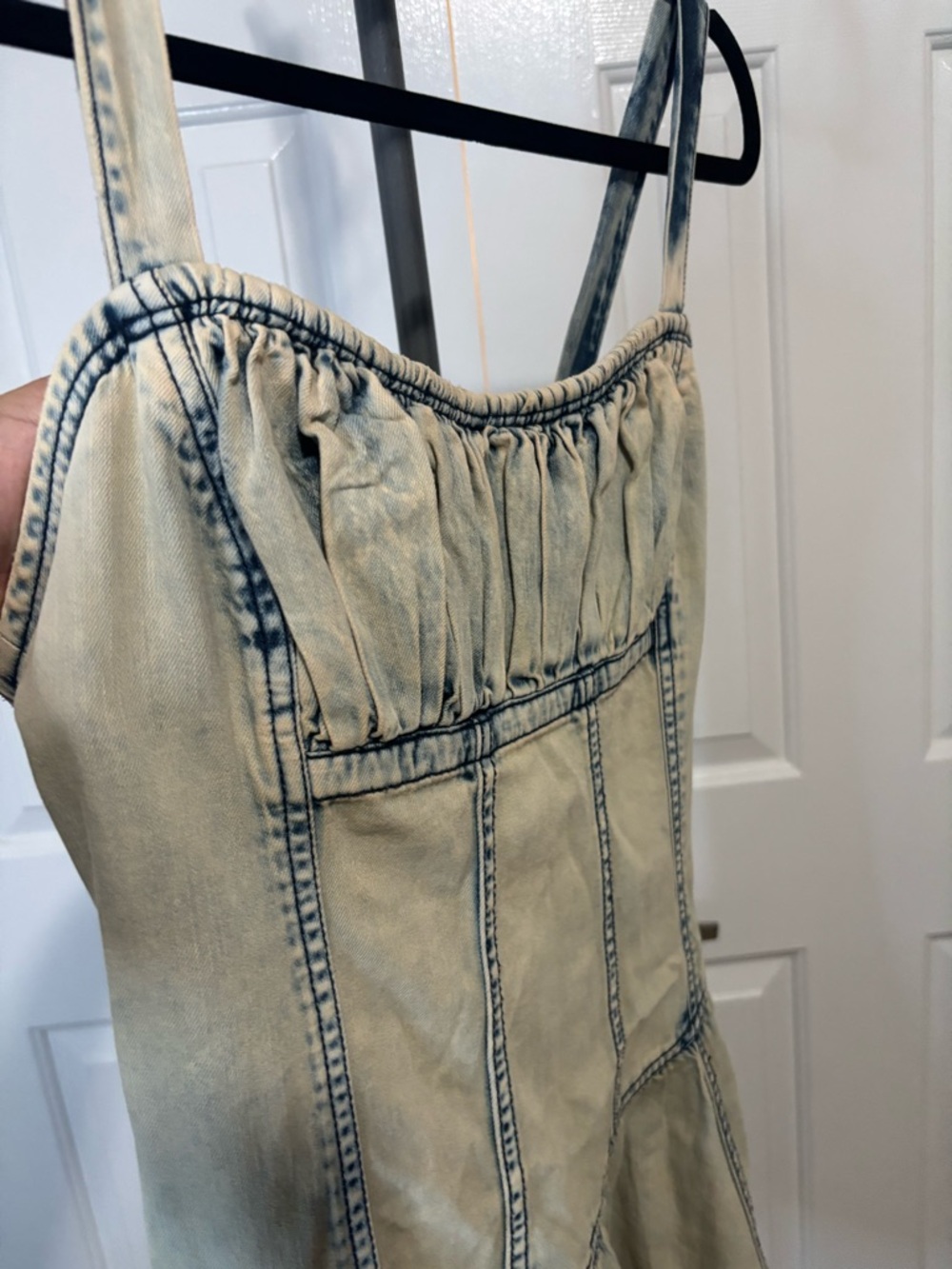 Pilcro Light Wash Denim Romper — Cream with Faded Blue Accents - Picture 4 of 15